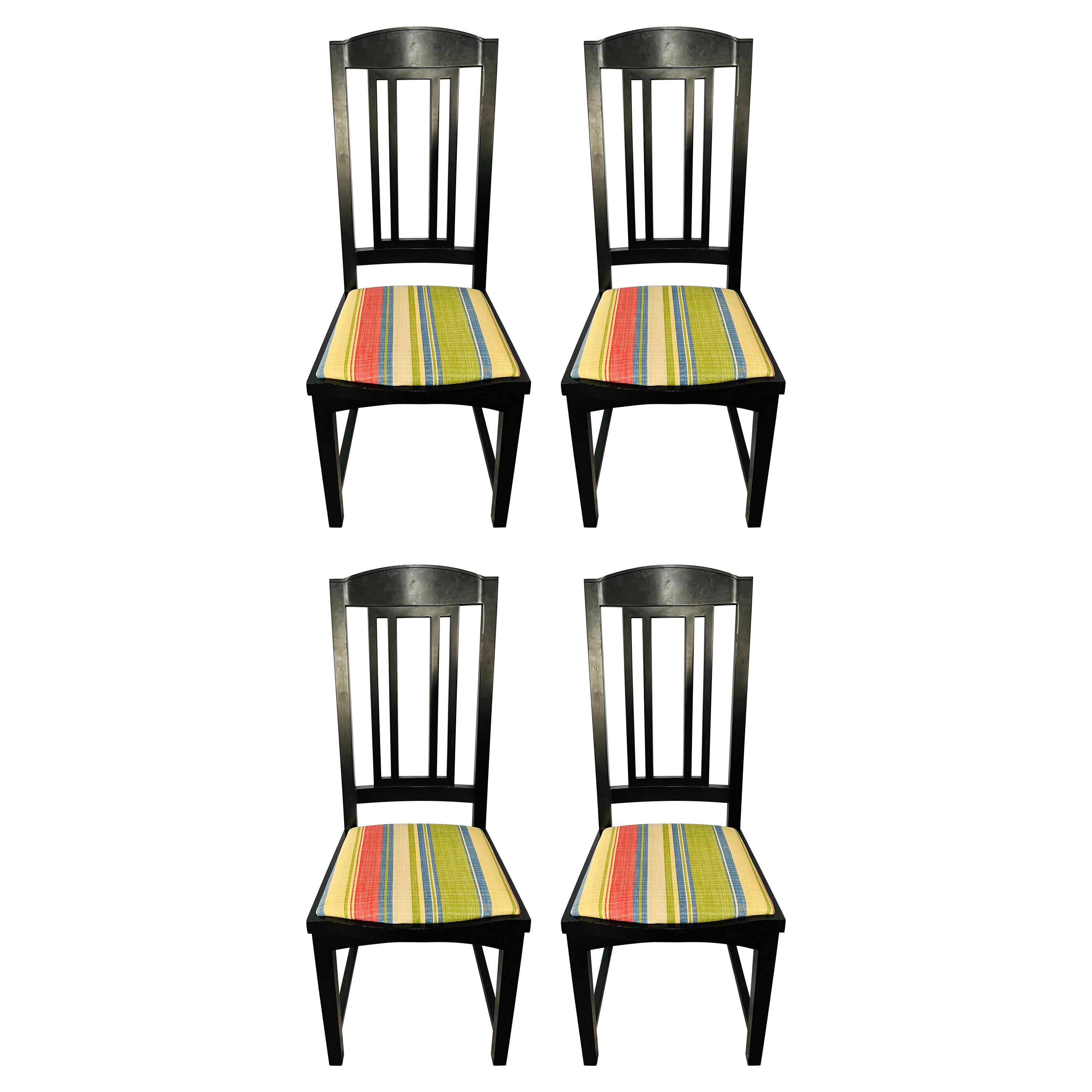Pace Collection Black Upholstered Dining Chairs, A Set of 4