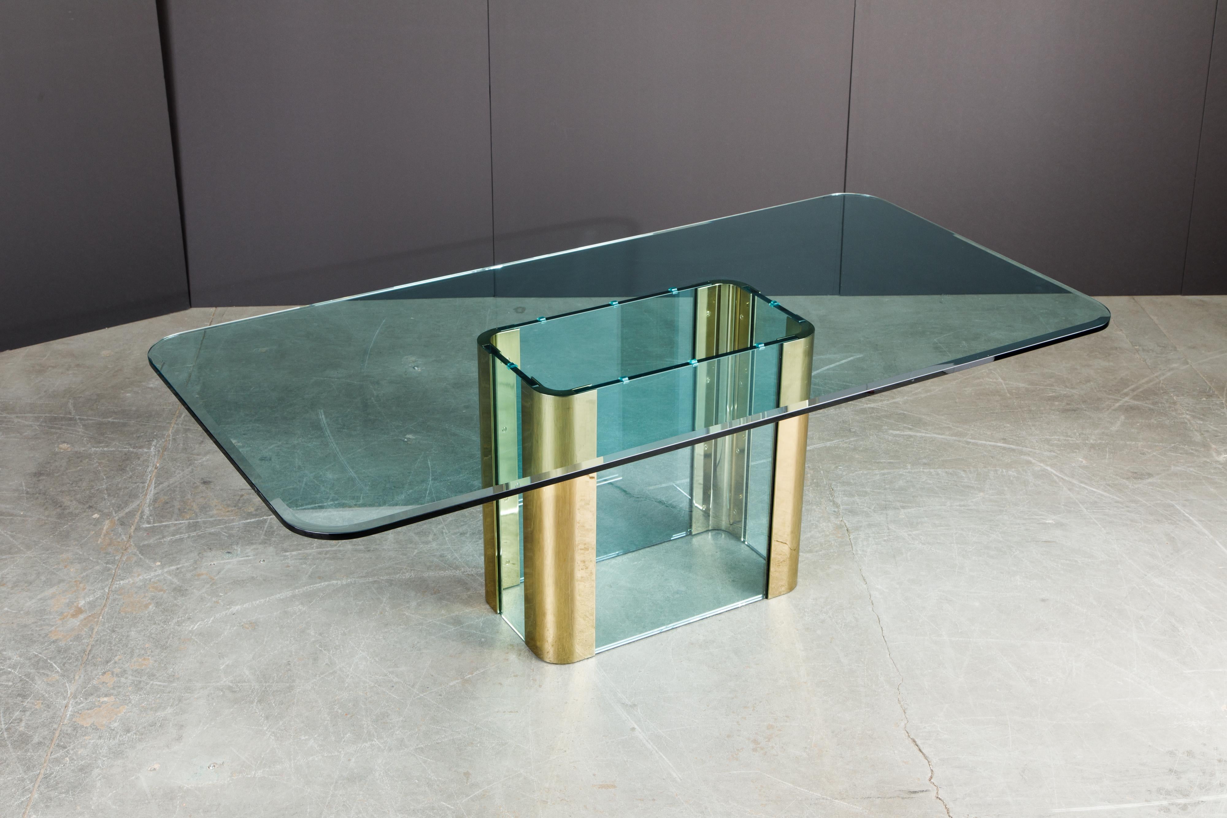 Pace Collection Brass and Glass Dining or Conference Table, circa 1970s  13