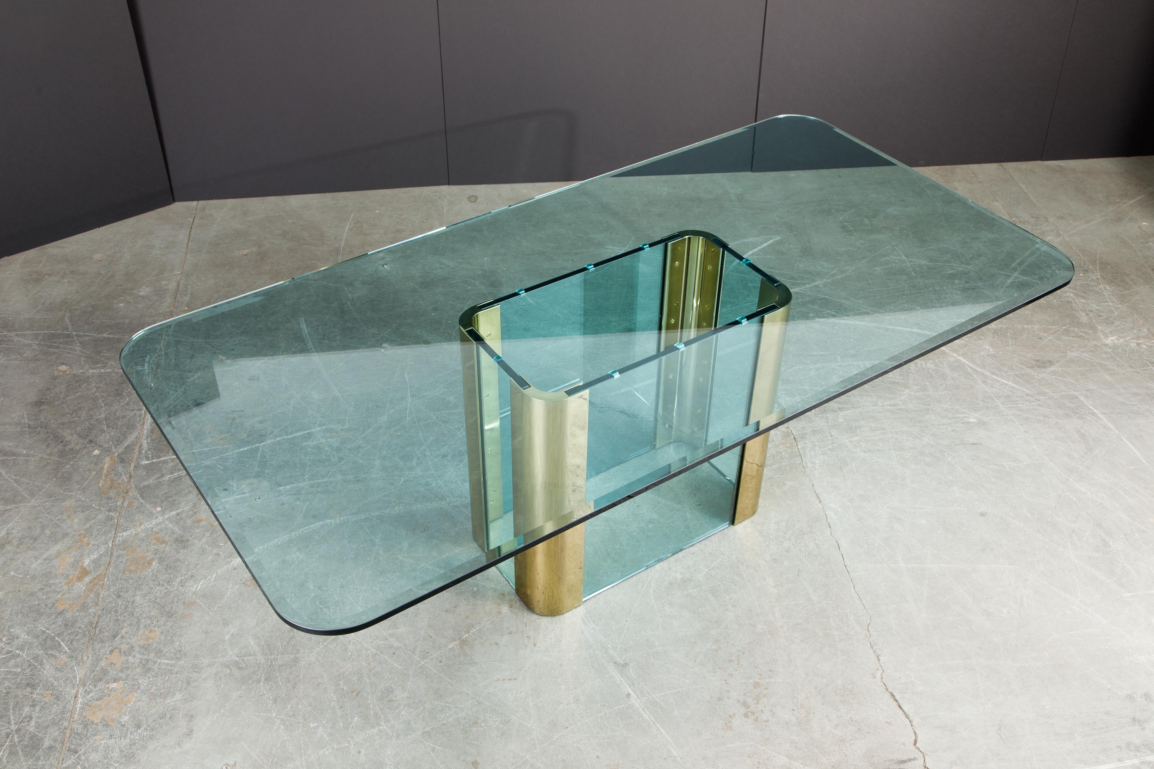 Pace Collection Brass and Glass Dining or Conference Table, circa 1970s  14