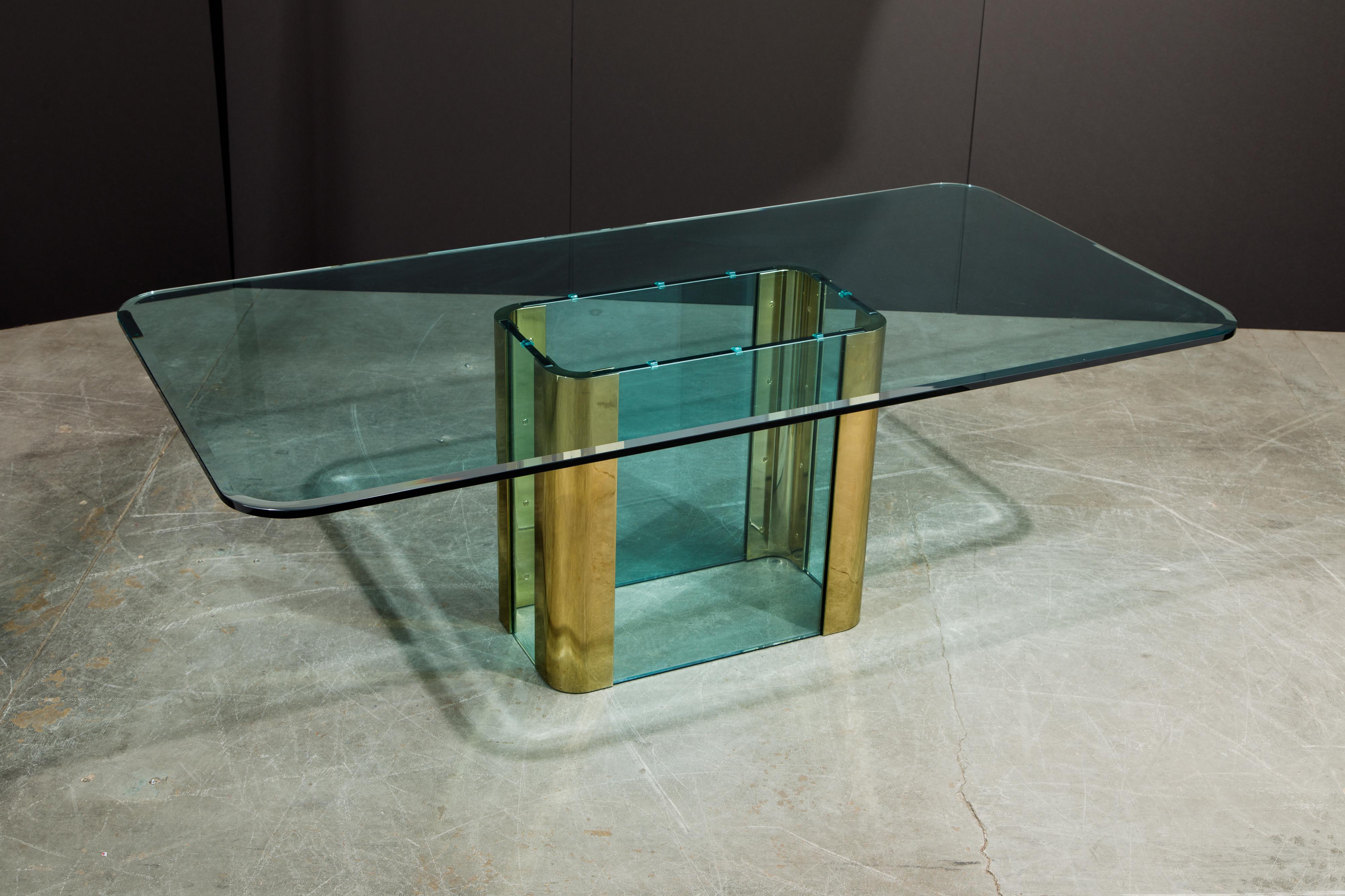 American Pace Collection Brass and Glass Dining or Conference Table, circa 1970s 