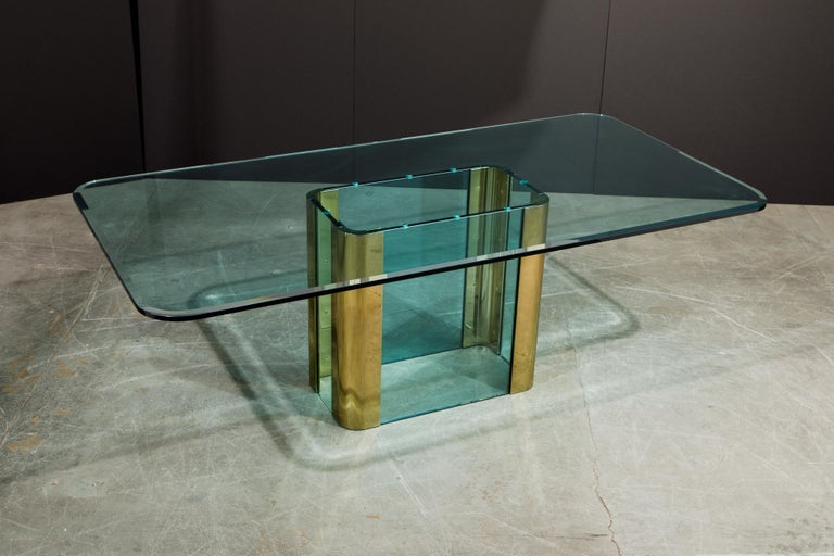American Pace Collection Brass and Glass Dining or Conference Table, circa 1970s  For Sale