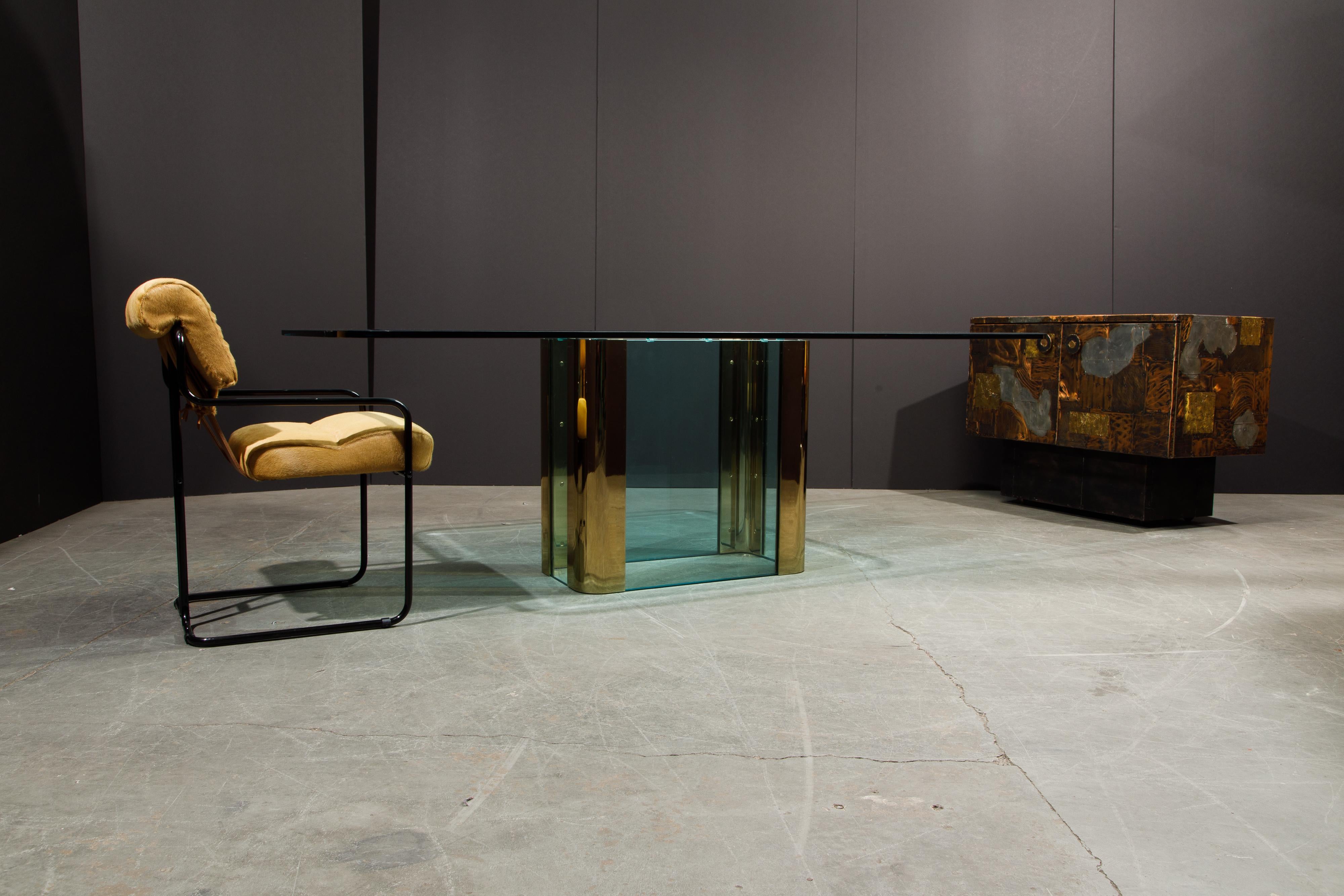 Pace Collection Brass and Glass Dining or Conference Table, circa 1970s In Good Condition In Los Angeles, CA