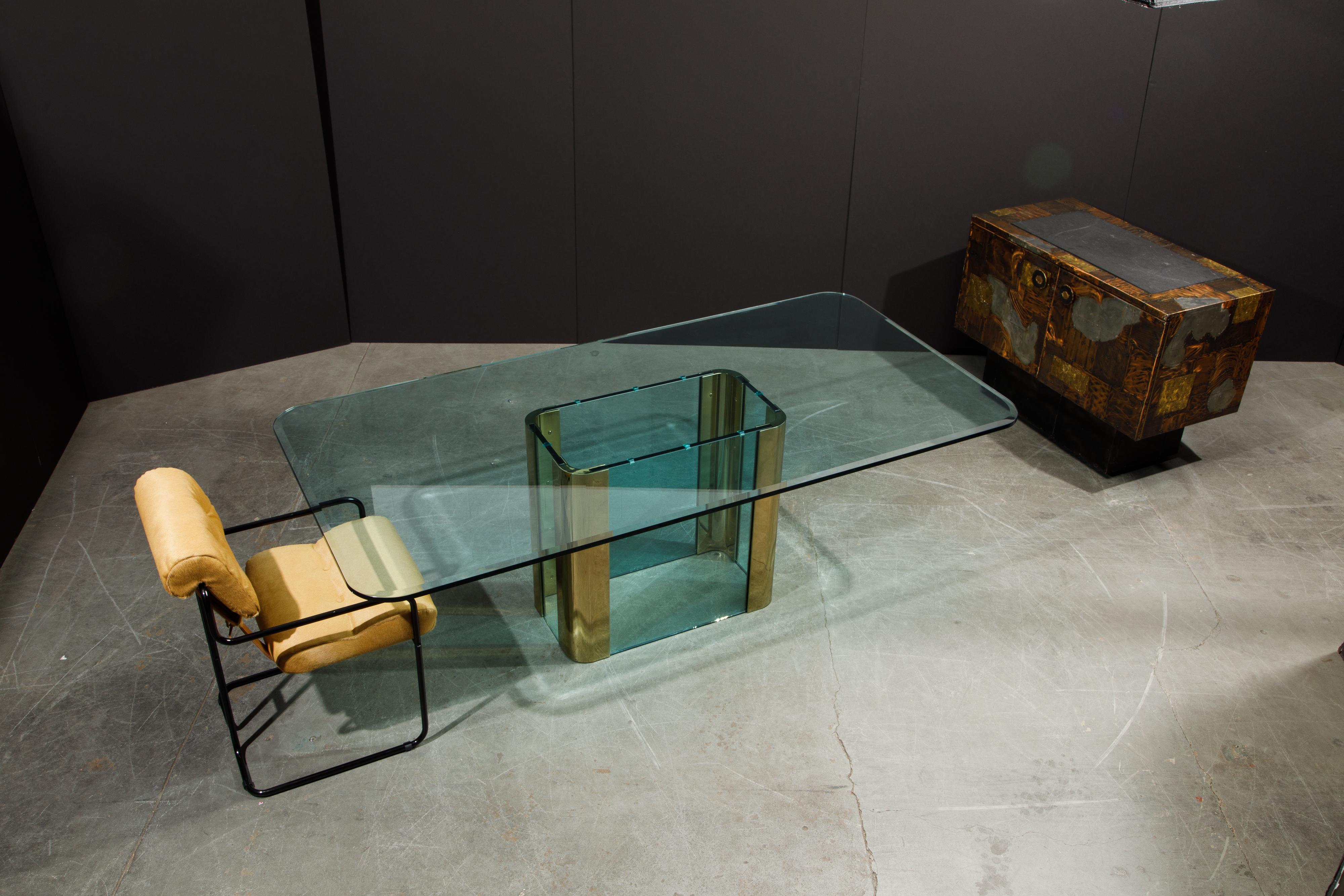 Pace Collection Brass and Glass Dining or Conference Table, circa 1970s  2
