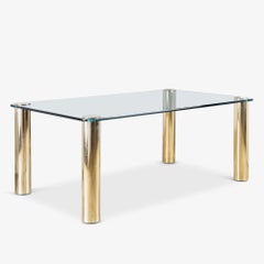 Pace Collection Brass & Glass Dining Table by Leon Rosen