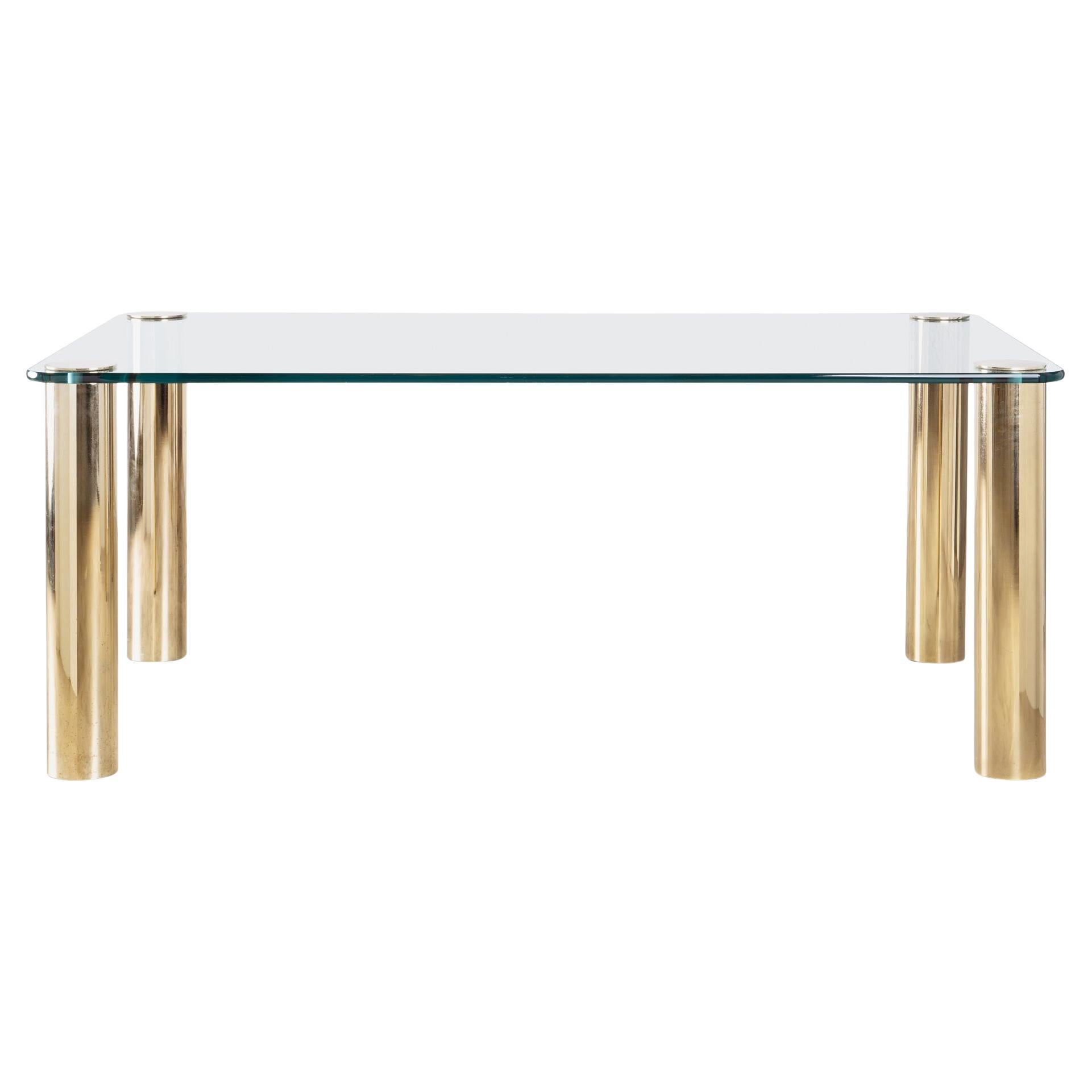 Pace Collection Brass & Glass Dining Table by Leon Rosen