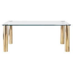 Esstisch der Pace Collection aus Messing und Glas von Leon Rosen
