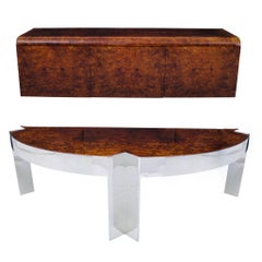 Pace Collection Burl Wood Credenza, Wall Mounted