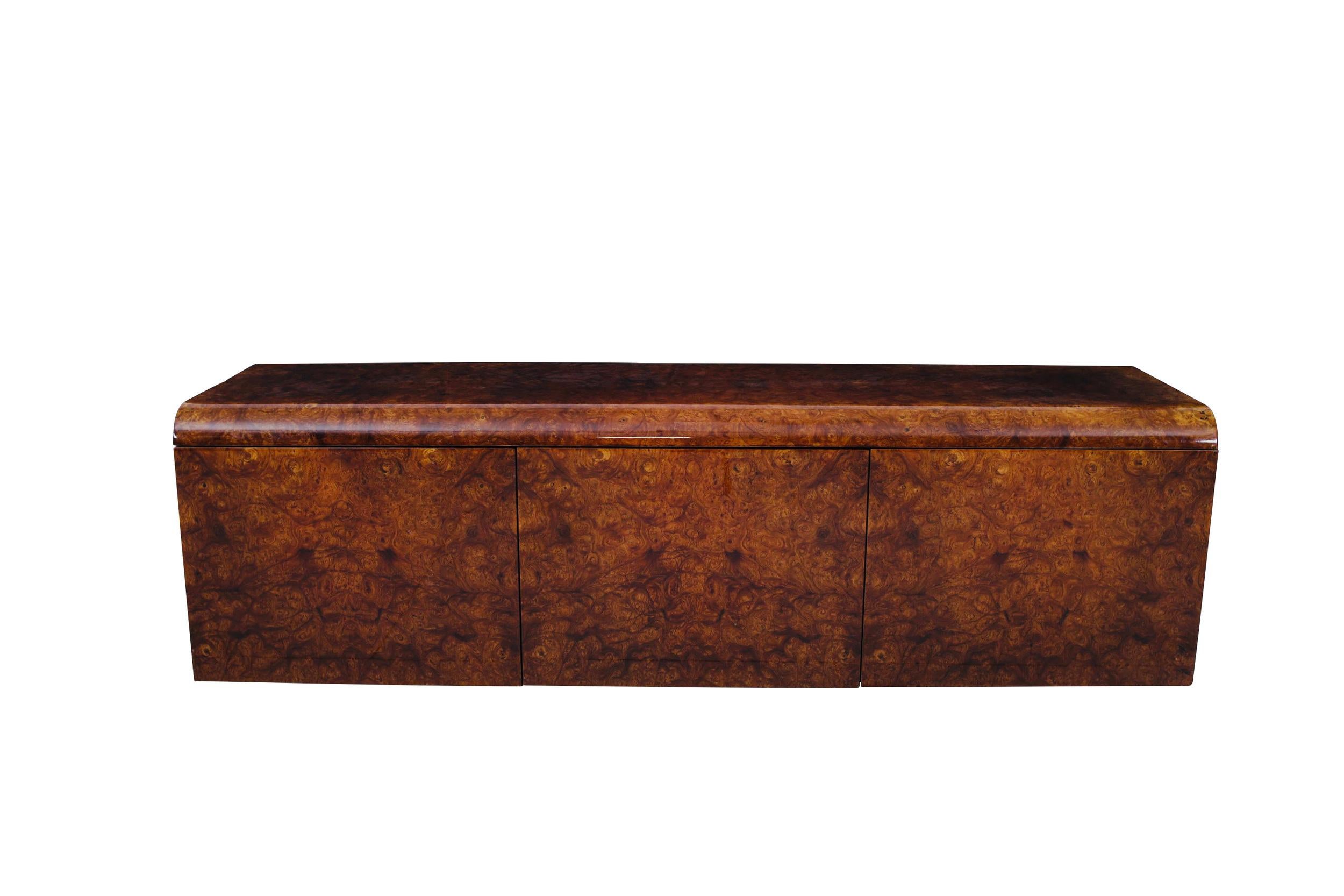 Pace Collection Burl Wood Credenza, Wall Mounted In Good Condition In Chicago, IL