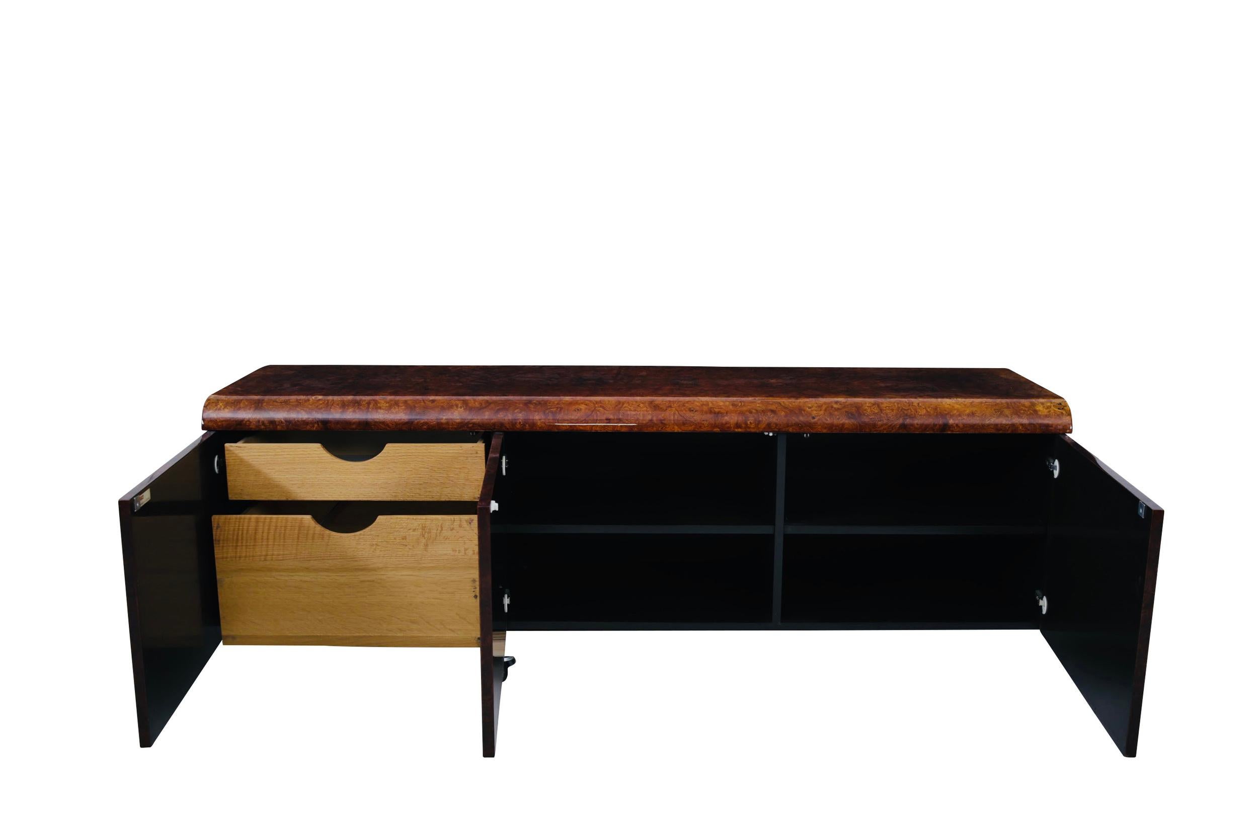 Late 20th Century Pace Collection Burl Wood Credenza, Wall Mounted