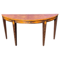 Pace Collection Tavolo da ingresso con consolle Demi Lune in legno di radica intarsiata