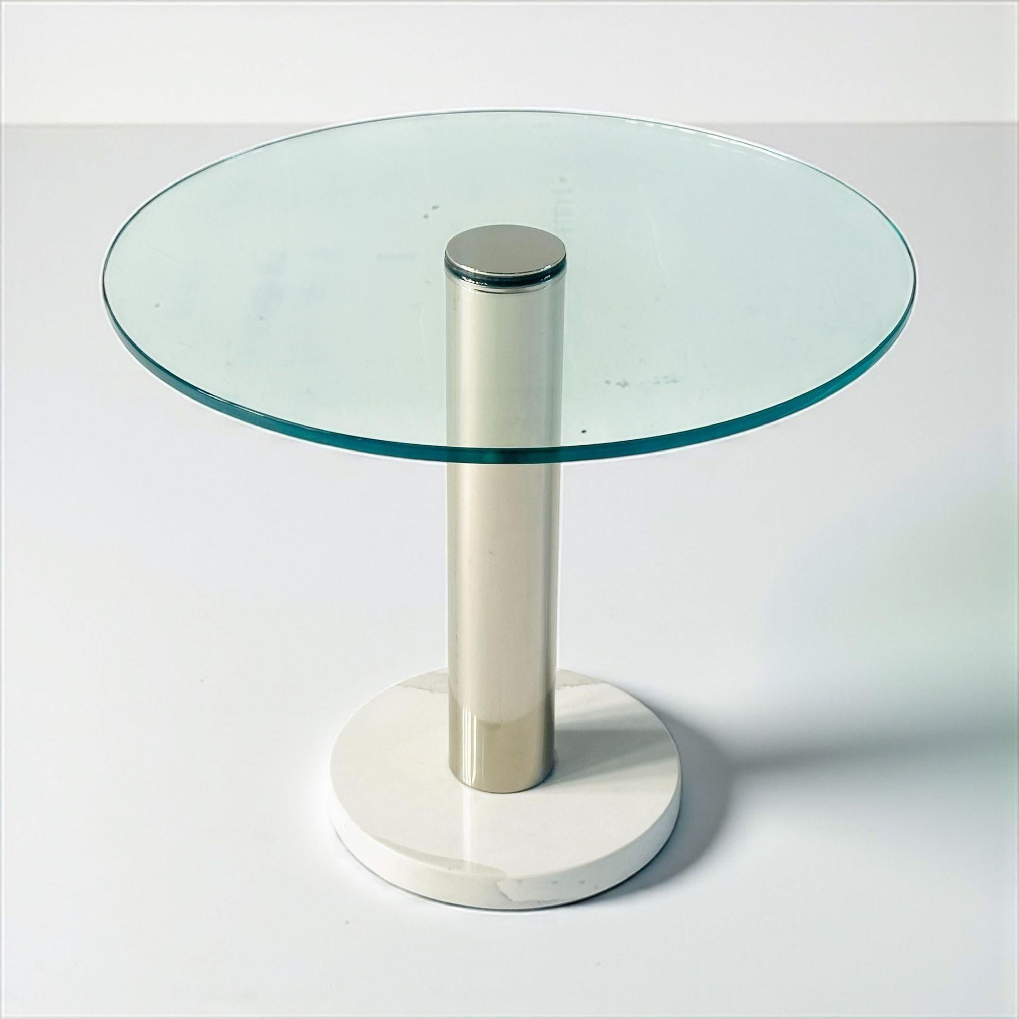 Mid-Century Modern PACE Collection Carrara Marble Chrome and Glass Side/End Table, 1970 For Sale