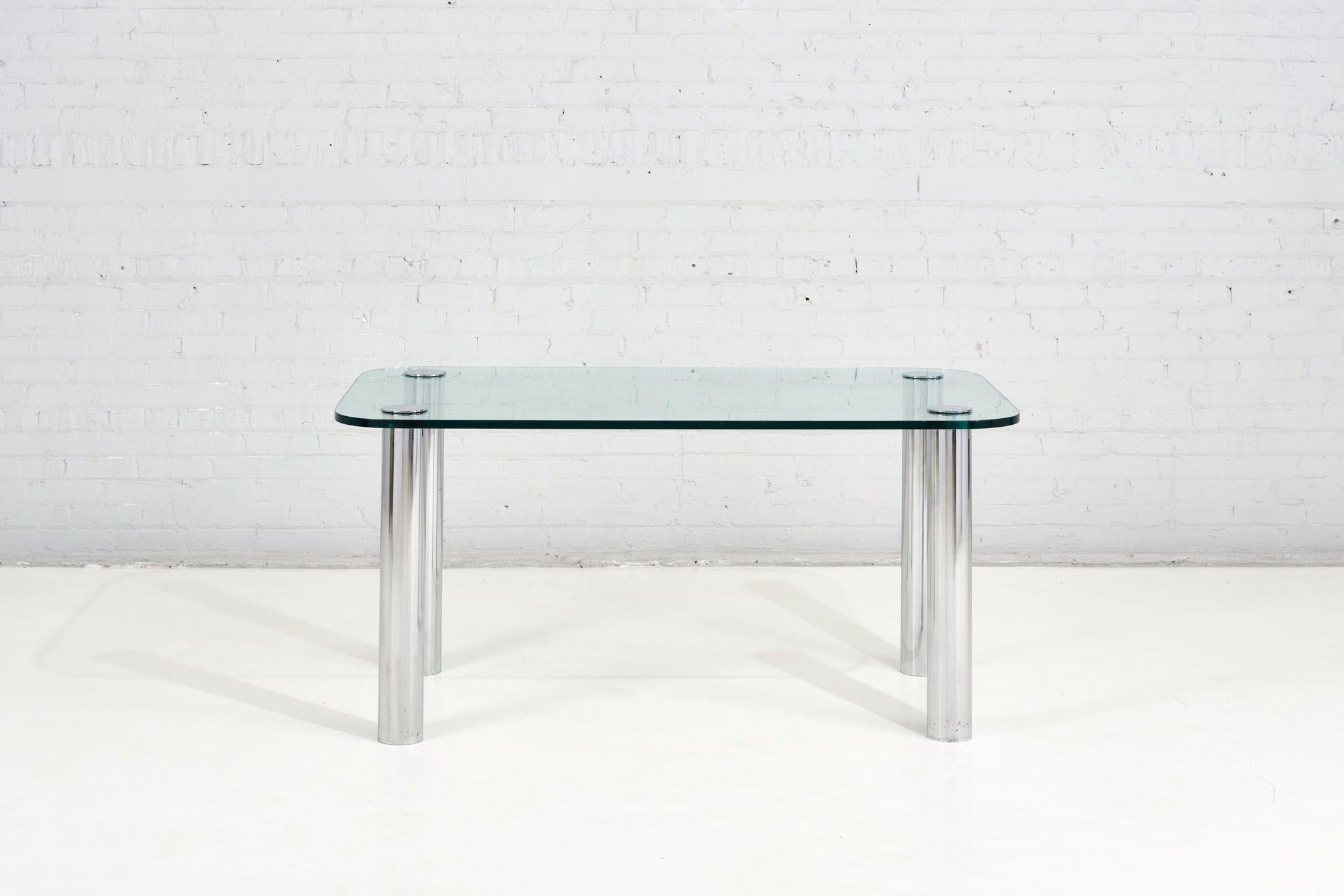 Mid-Century Modern Pace Collection Chrome And Glass Dining Table, 1970 For Sale