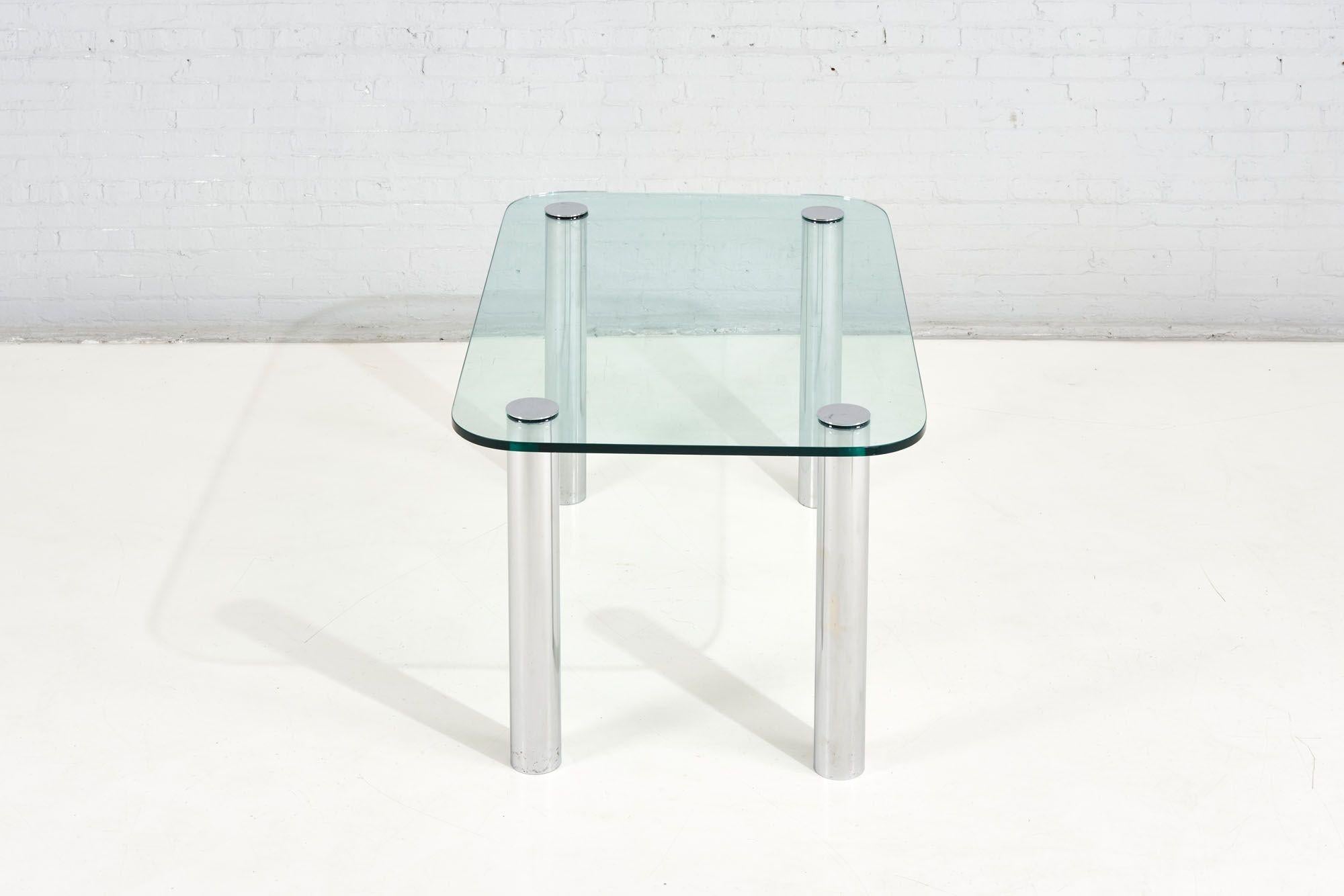 Pace Collection Chrome And Glass Dining Table, 1970 In Good Condition For Sale In Chicago, IL