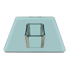 Pace Collection Chrome and Glass Square Coffee Table Midcentury