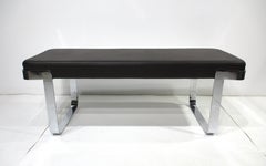Pace Collection Chrome and Leather Bench Mid Century 1970's - 80's