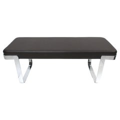 Pace Collection Chrome and Leather Bench Mid Century 1970
s - 80
s