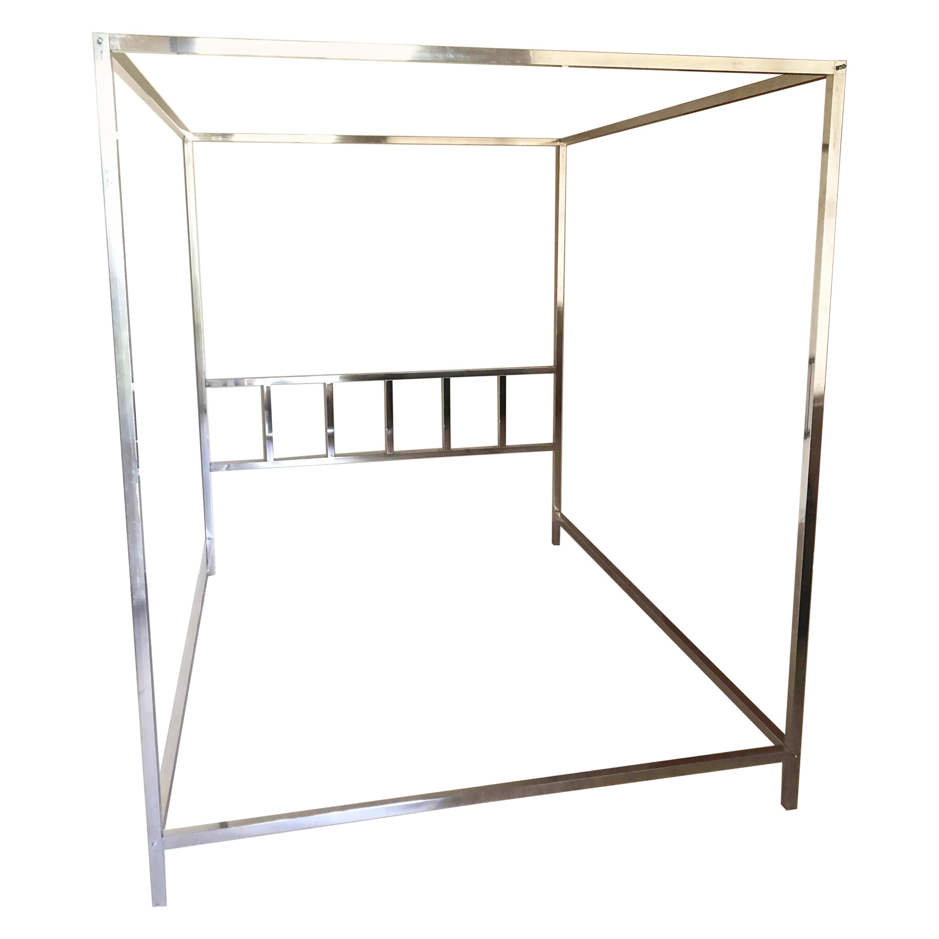 Pace Collection Chrome Canopy Bed For Sale