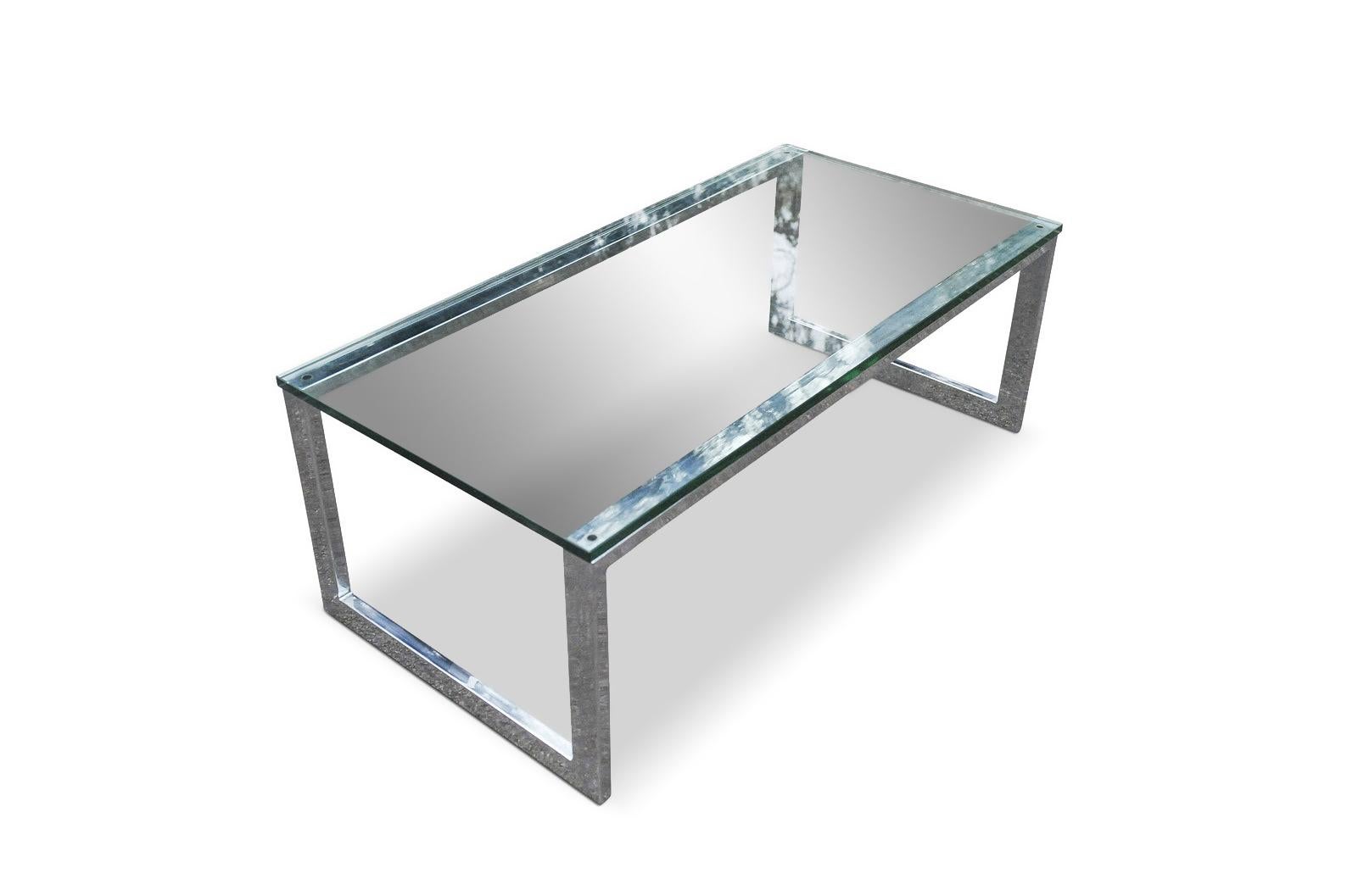 American Classical Pace Collection Chrome & Clear Glass Rectangular Statement Coffee Table For Sale