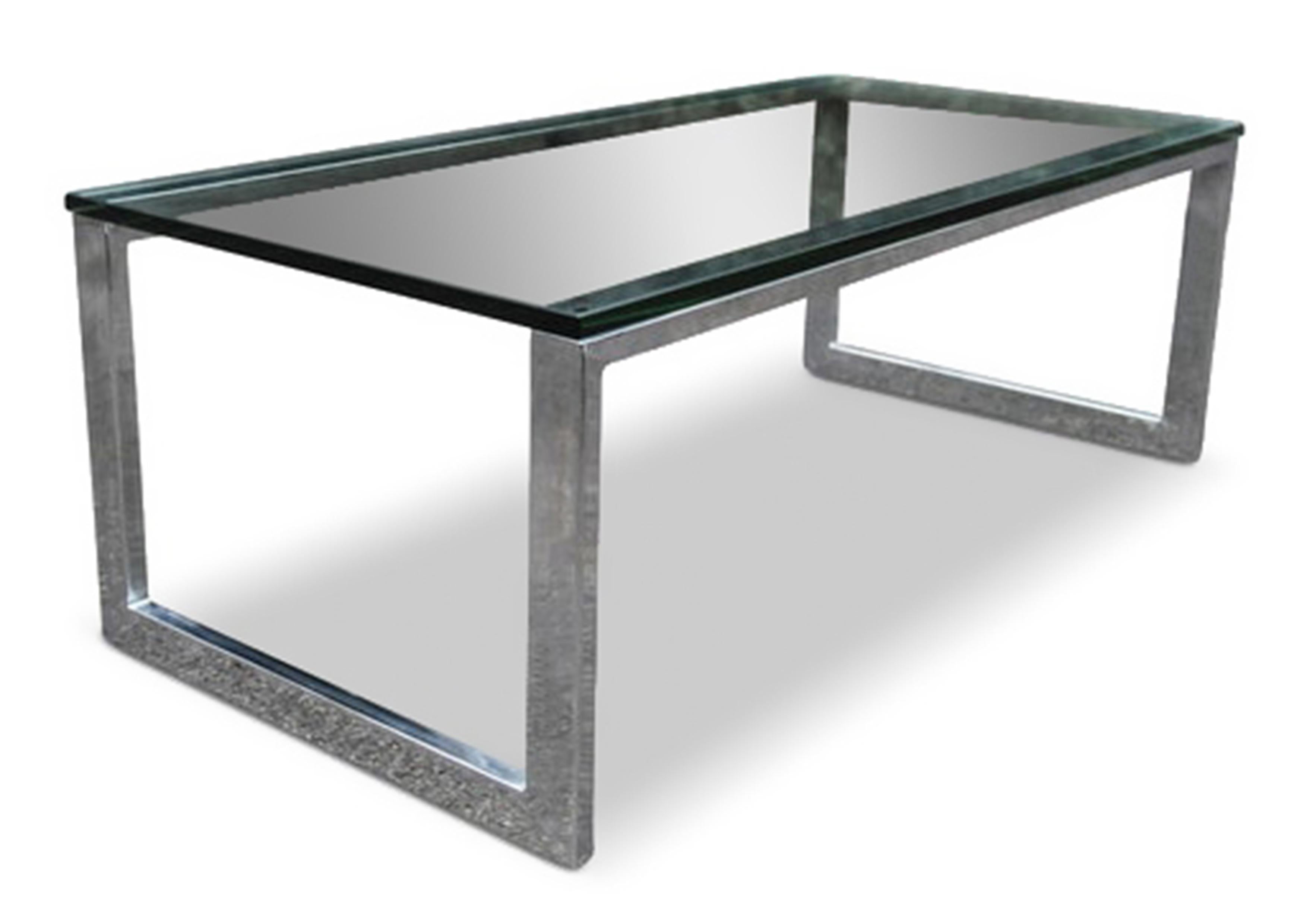 American Pace Collection Chrome & Clear Glass Rectangular Statement Coffee Table For Sale