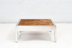 Pace Collection Chrome Coffee Table with Red Onyx Top, 1970