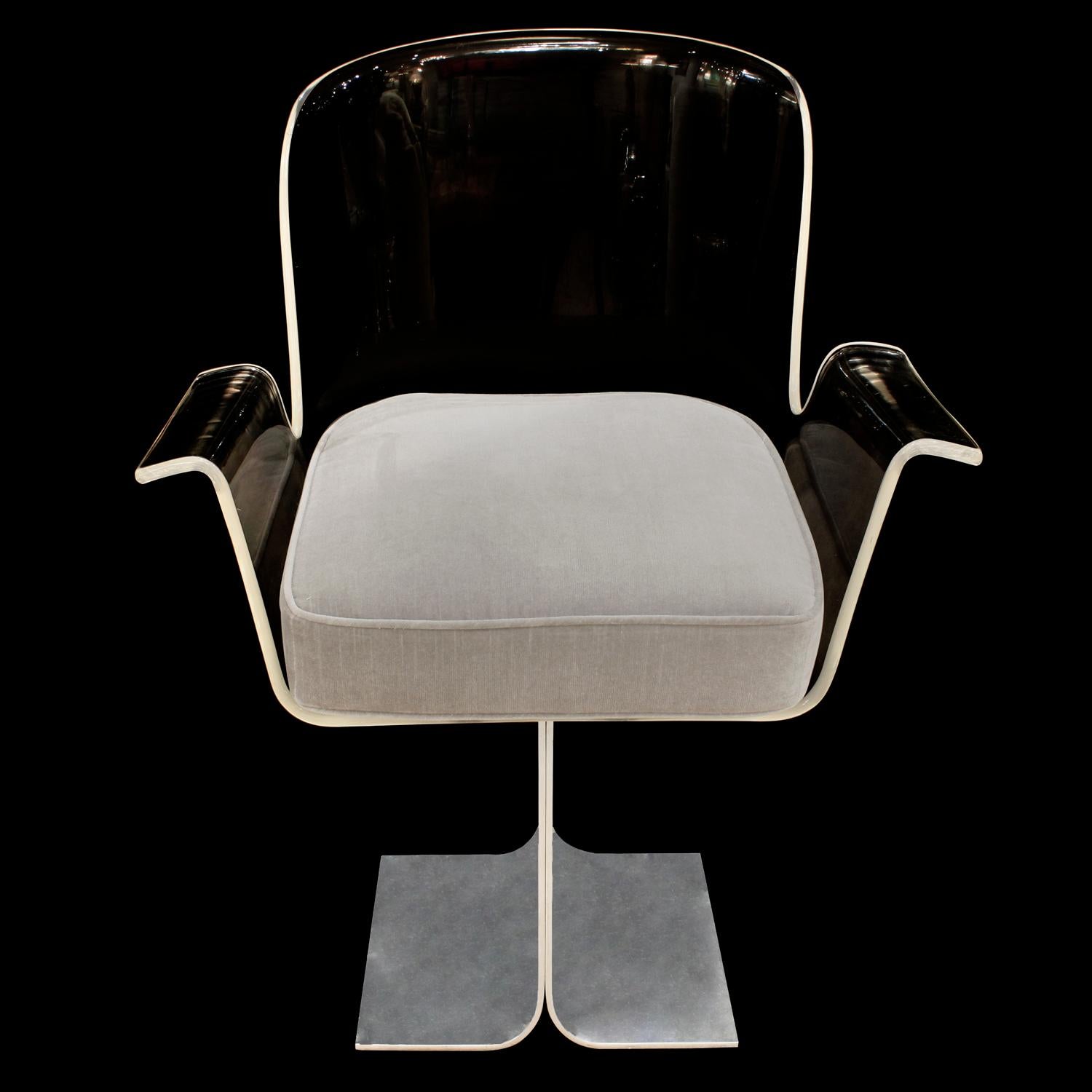 Mid-Century Modern Pace Collection Desk Chair With Swiveling Lucite Seat 1970s