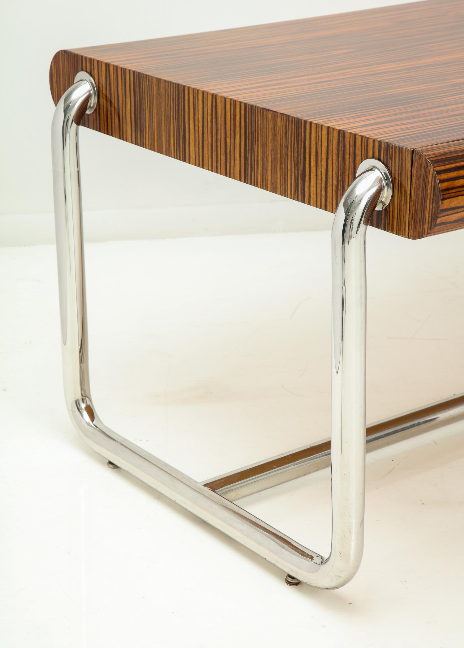 Pace Collection Executive Desk in Macassar and Chrome 4