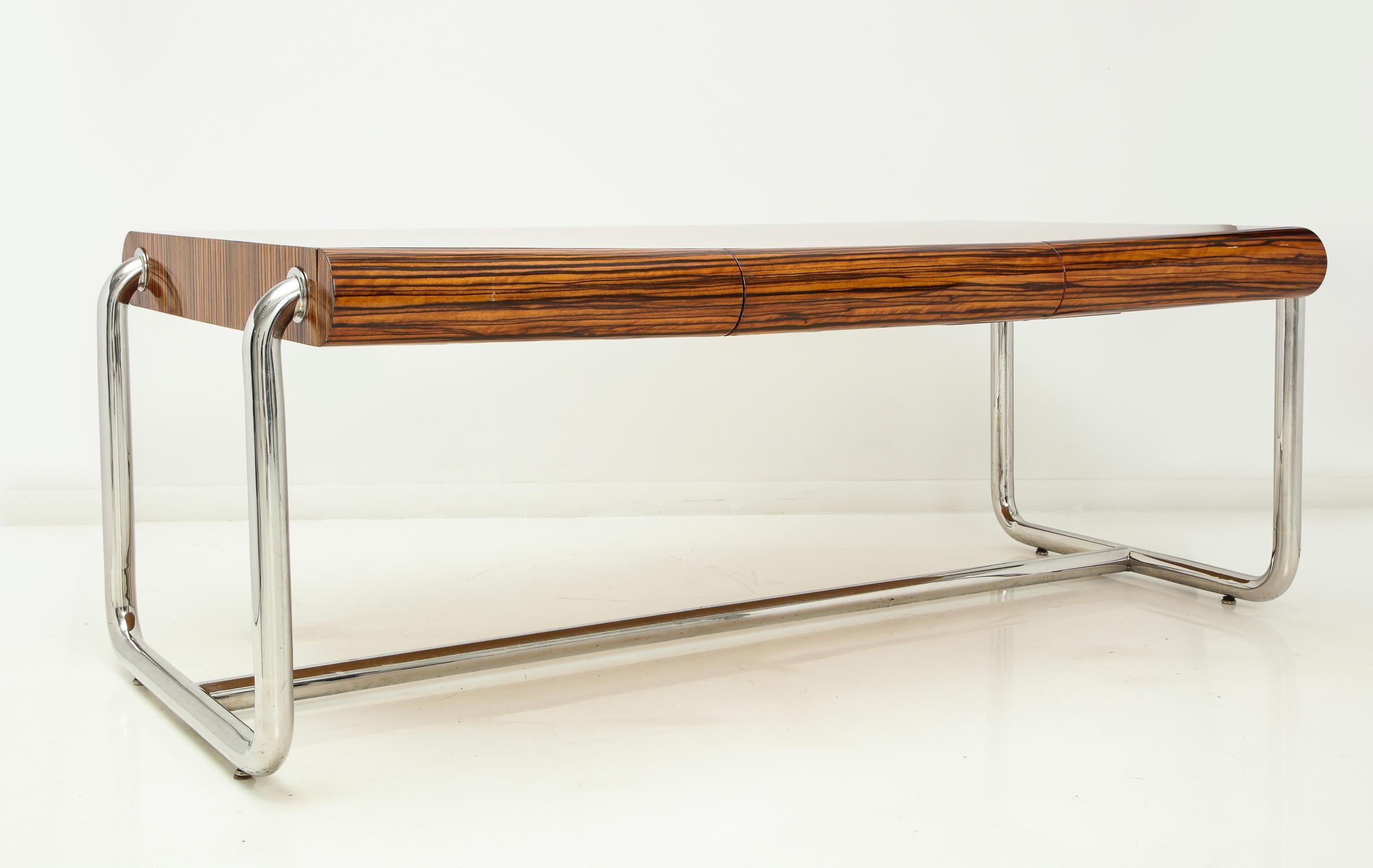 American Pace Collection Executive Desk in Macassar and Chrome