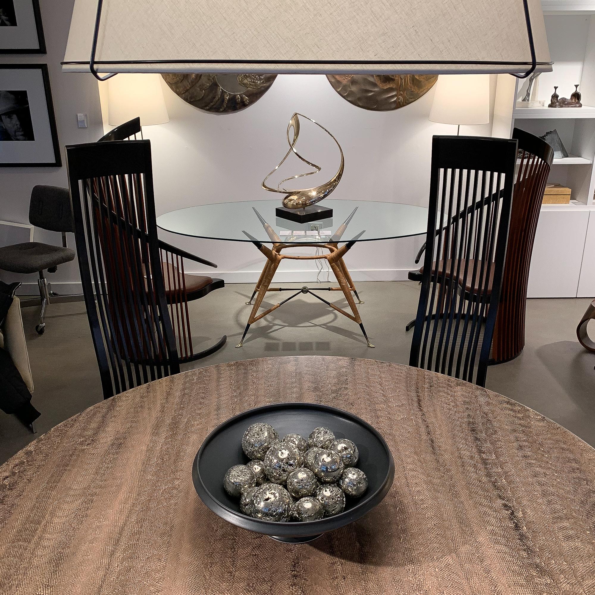 Pace Collection Faux Snakeskin Chrome Pedestal Dining Table 8