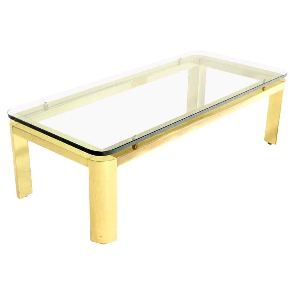 Pace Collection Floating 3/4" Glass Top Brass Base Coffee Table Mid Century  For Sale