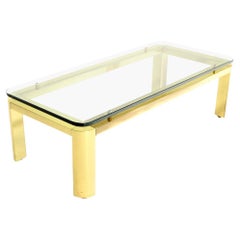 Pace Collection Floating 3/4" Glass Top Brass Base Coffee Table Mid Century 