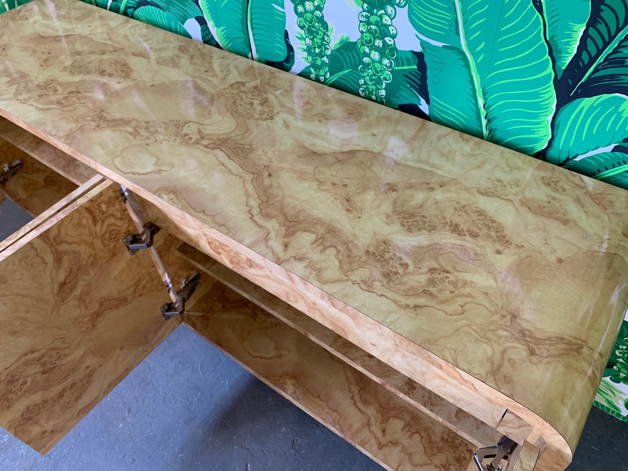 Pace Collection Floating Burl Wood Credenza In Good Condition In Jacksonville, FL