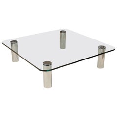 Pace Collection Glass and Chrome Coffee Table, Italy, 1970s
