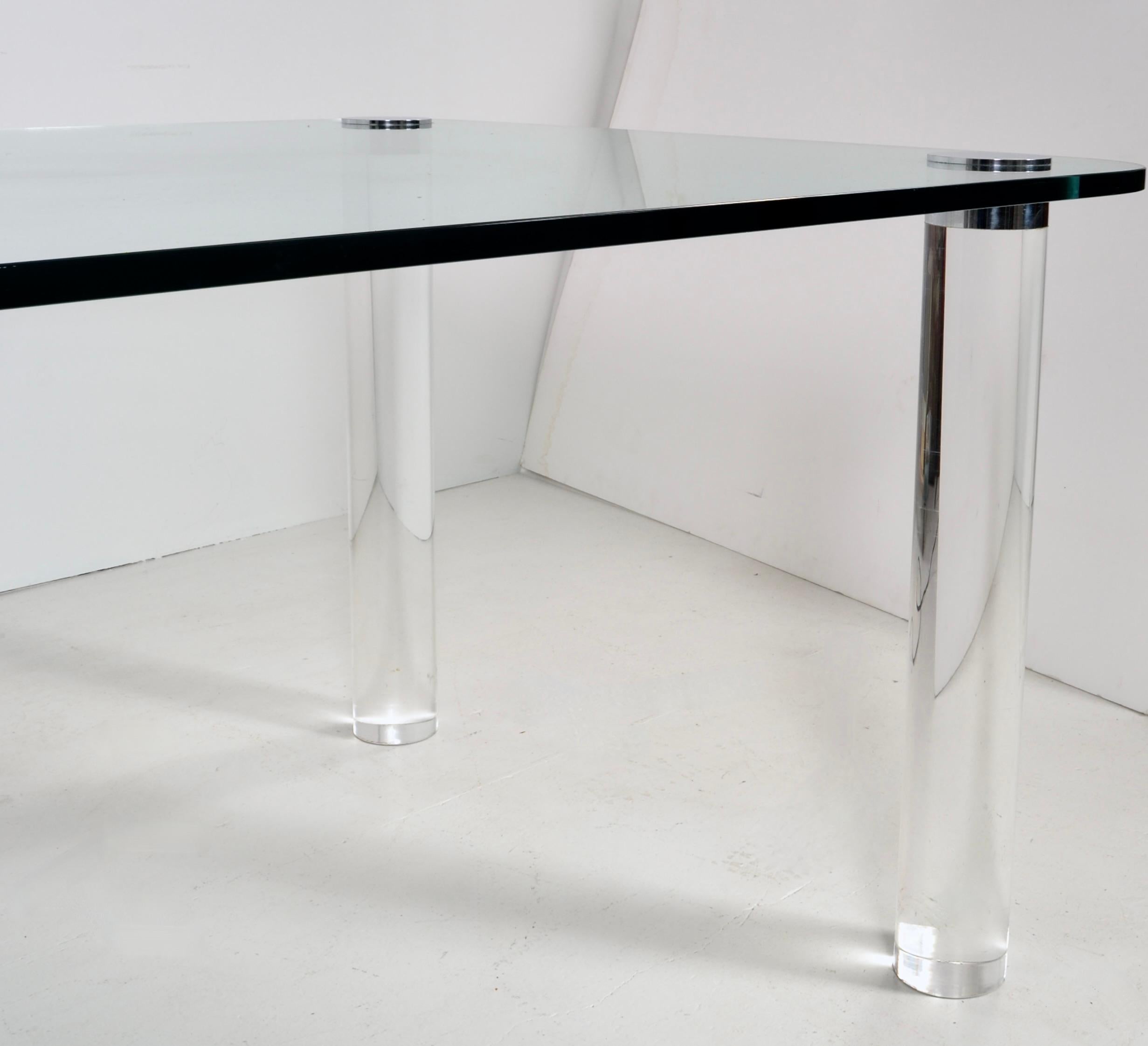 Poli The Collective Glass and Lucite Dining Table, USA c 1970s en vente