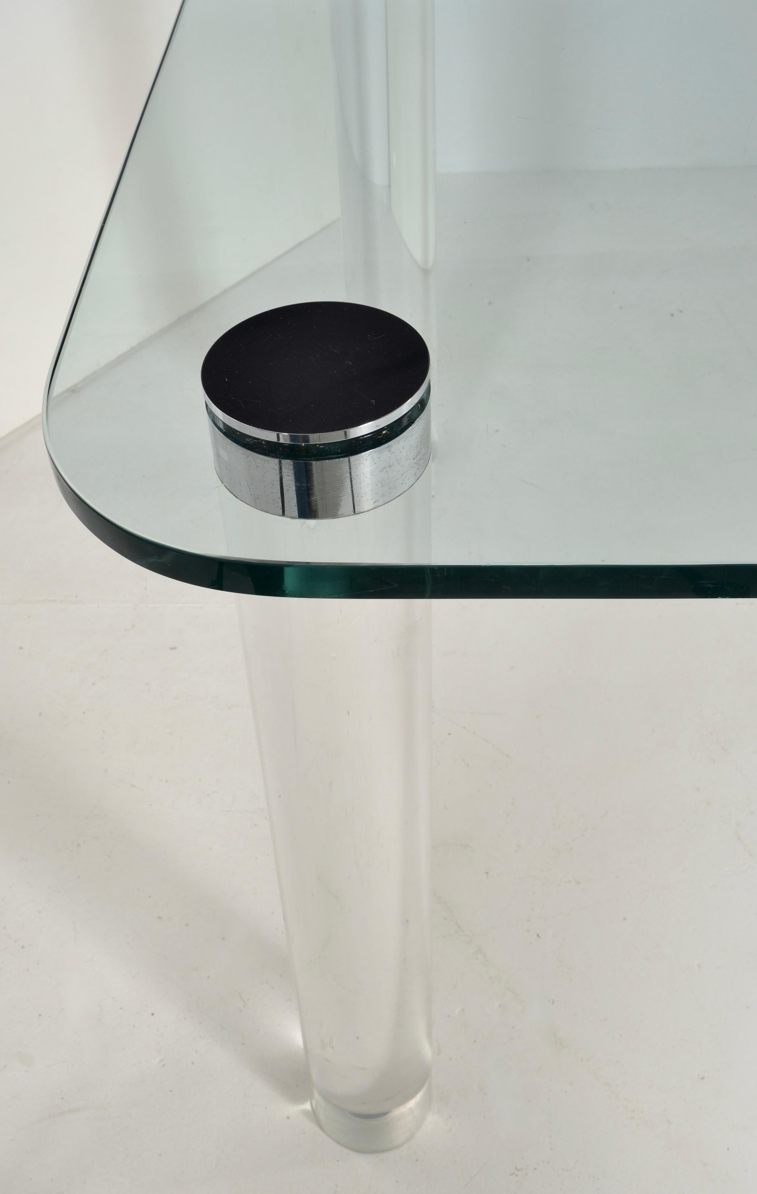 The Collective Glass and Lucite Dining Table, USA c 1970s Bon état - En vente à Norwalk, CT