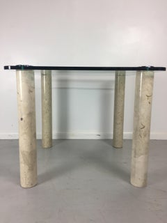 Pace Collection Glass and Marble Card Table Midcentury