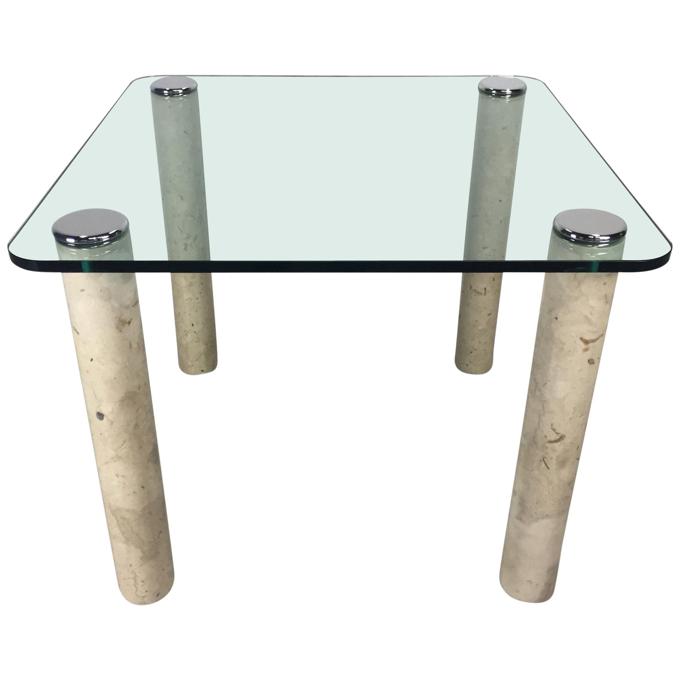 Pace Collection Glass and Marble Card Table Midcentury