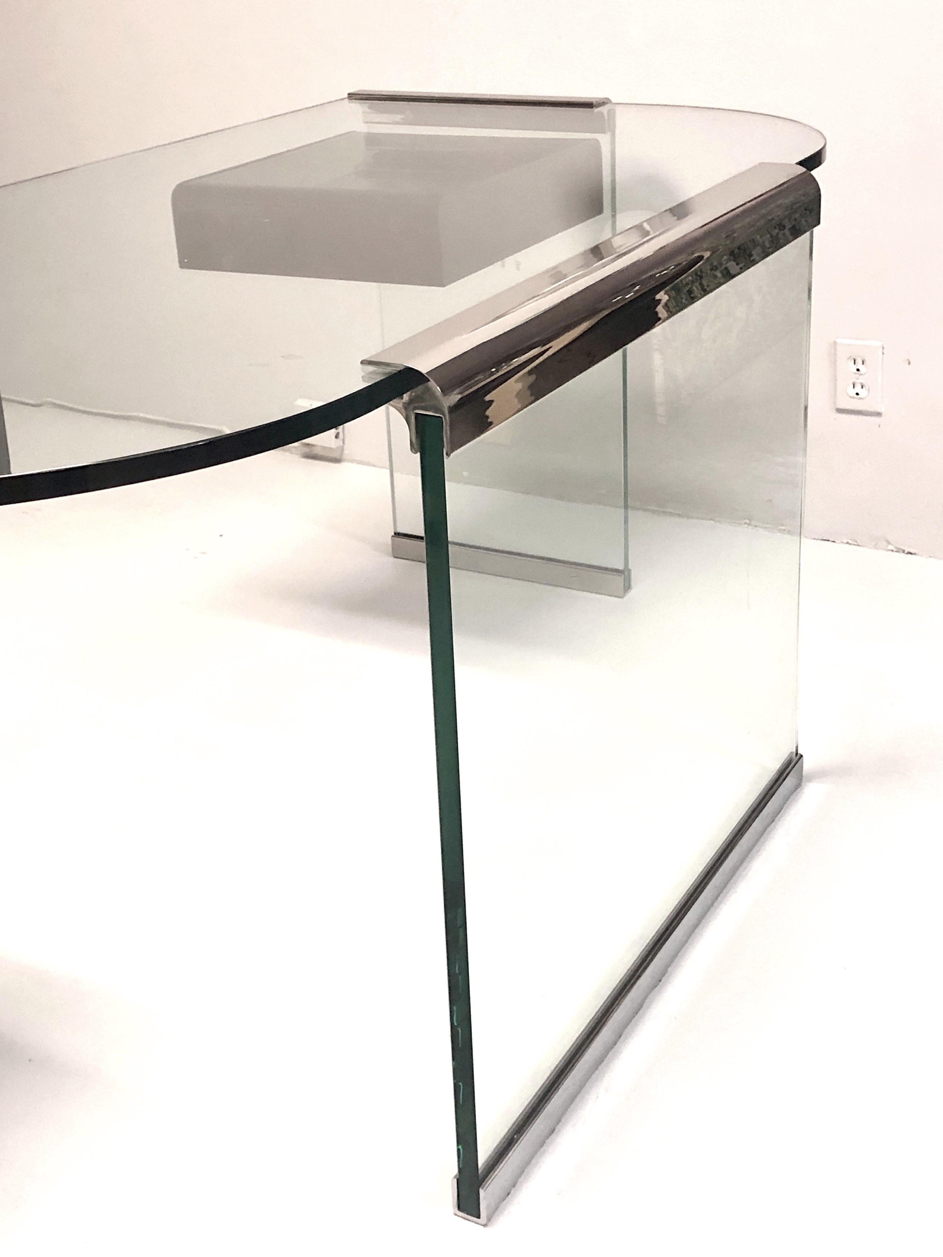 Pace Collection Glass and Metal Desk with Lucite Drawers 5