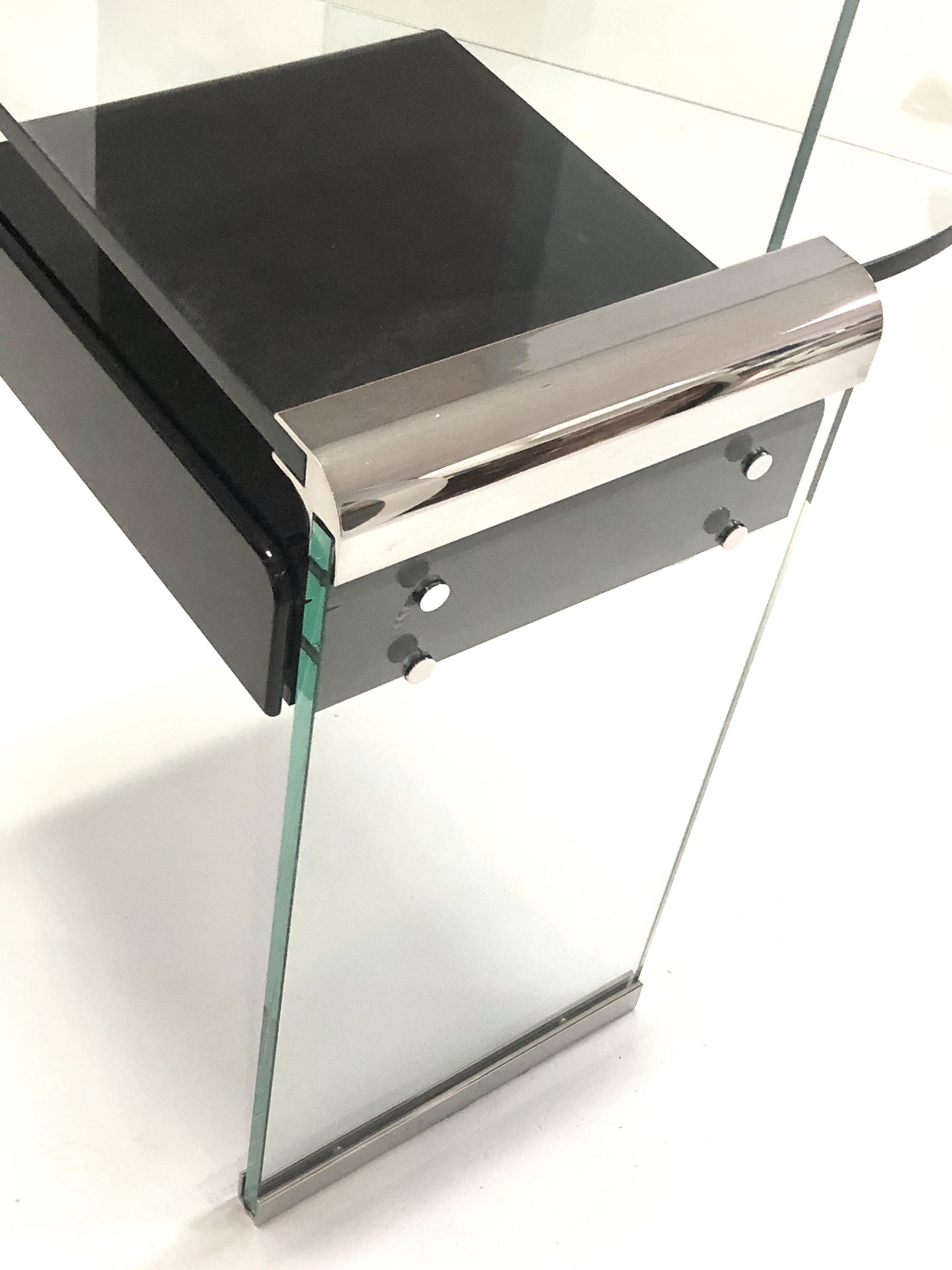 Pace Collection Glass and Metal Desk with Lucite Drawers 2