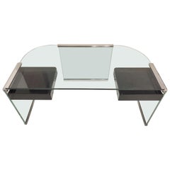 Pace Collection Glass and Metal Desk with Lucite Drawers