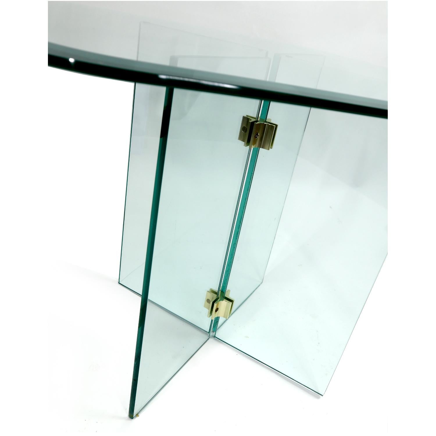 Pace Collection Glass Panel and Brass Square Side Table by Leon Rosen In Excellent Condition In Chattanooga, TN