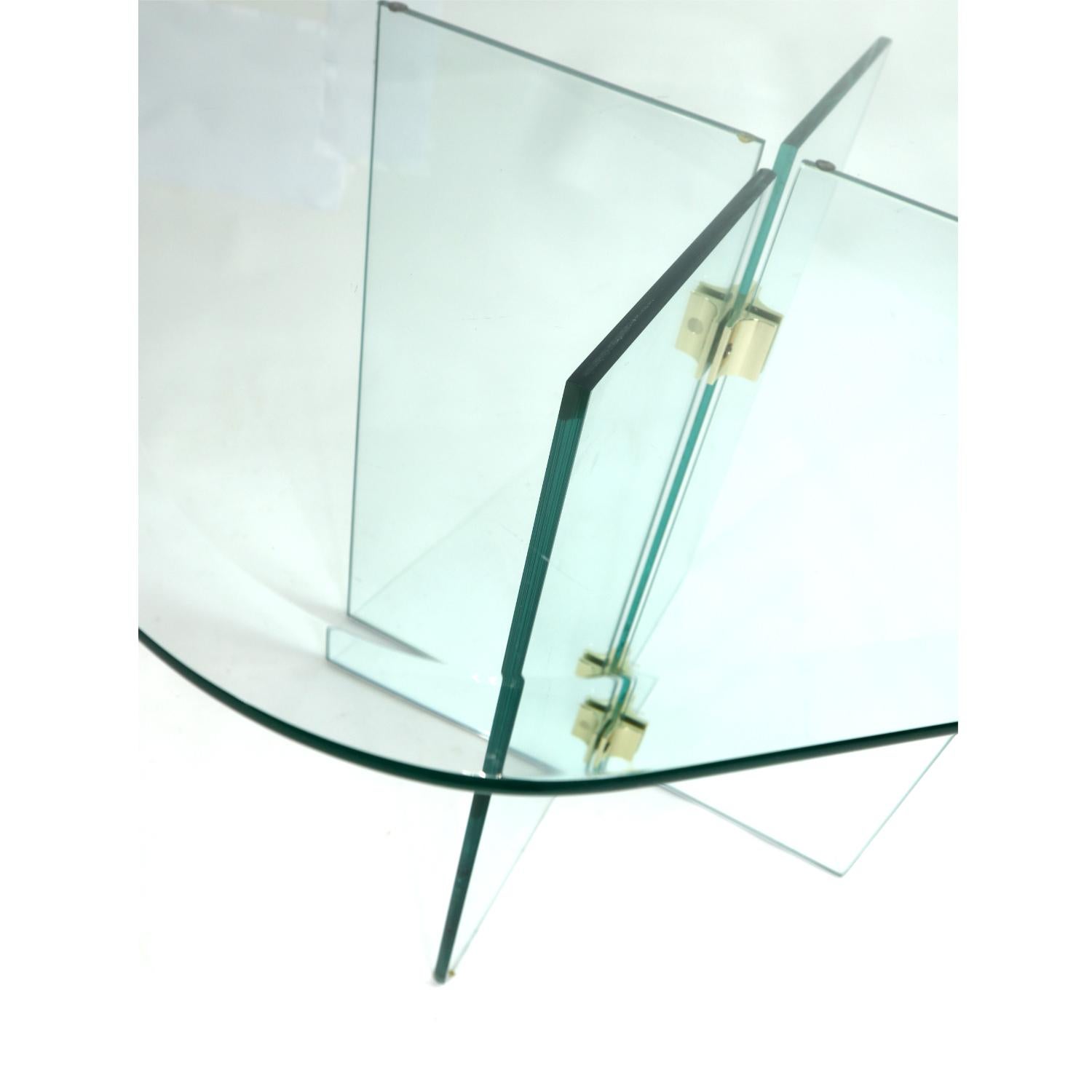 Late 20th Century Pace Collection Glass Panel and Brass Square Side Table by Leon Rosen
