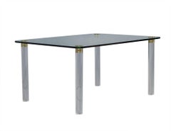 Pace Collection Glass Top Dining Table on Brass Capped Lucite Legs