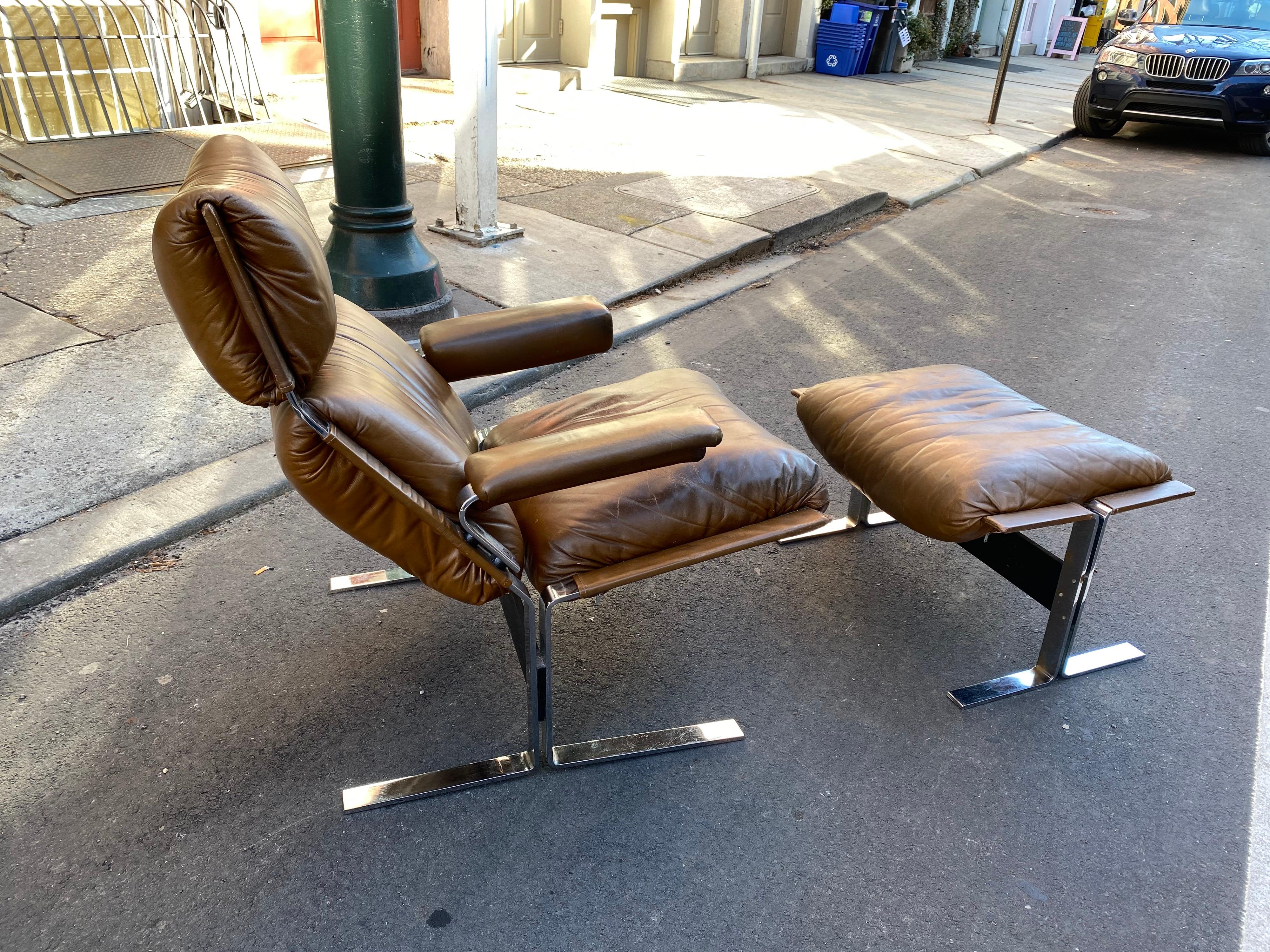 Mid-Century Modern Pace Collection Lounge Chair and Ottoman Designed by Richard Hersberger