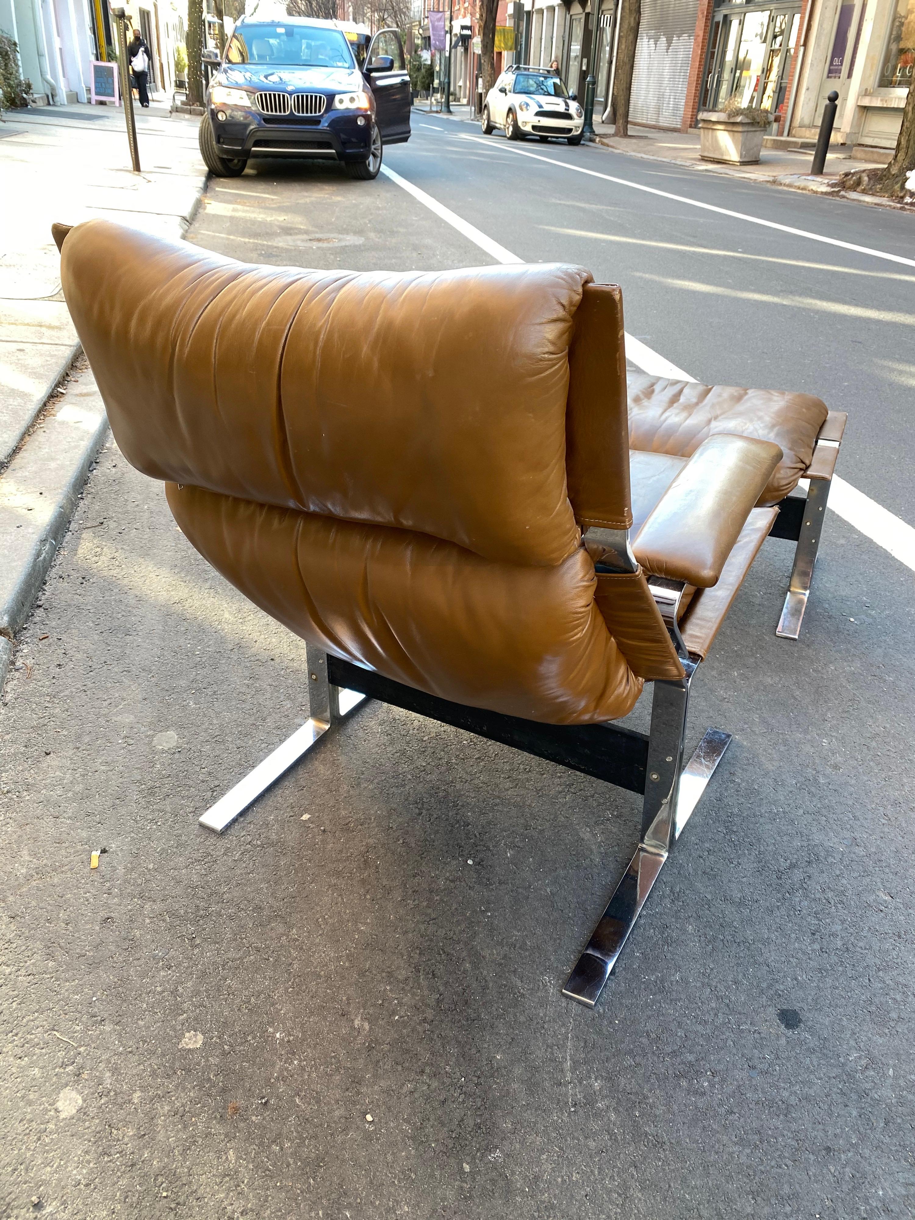 Italian Pace Collection Lounge Chair and Ottoman Designed by Richard Hersberger