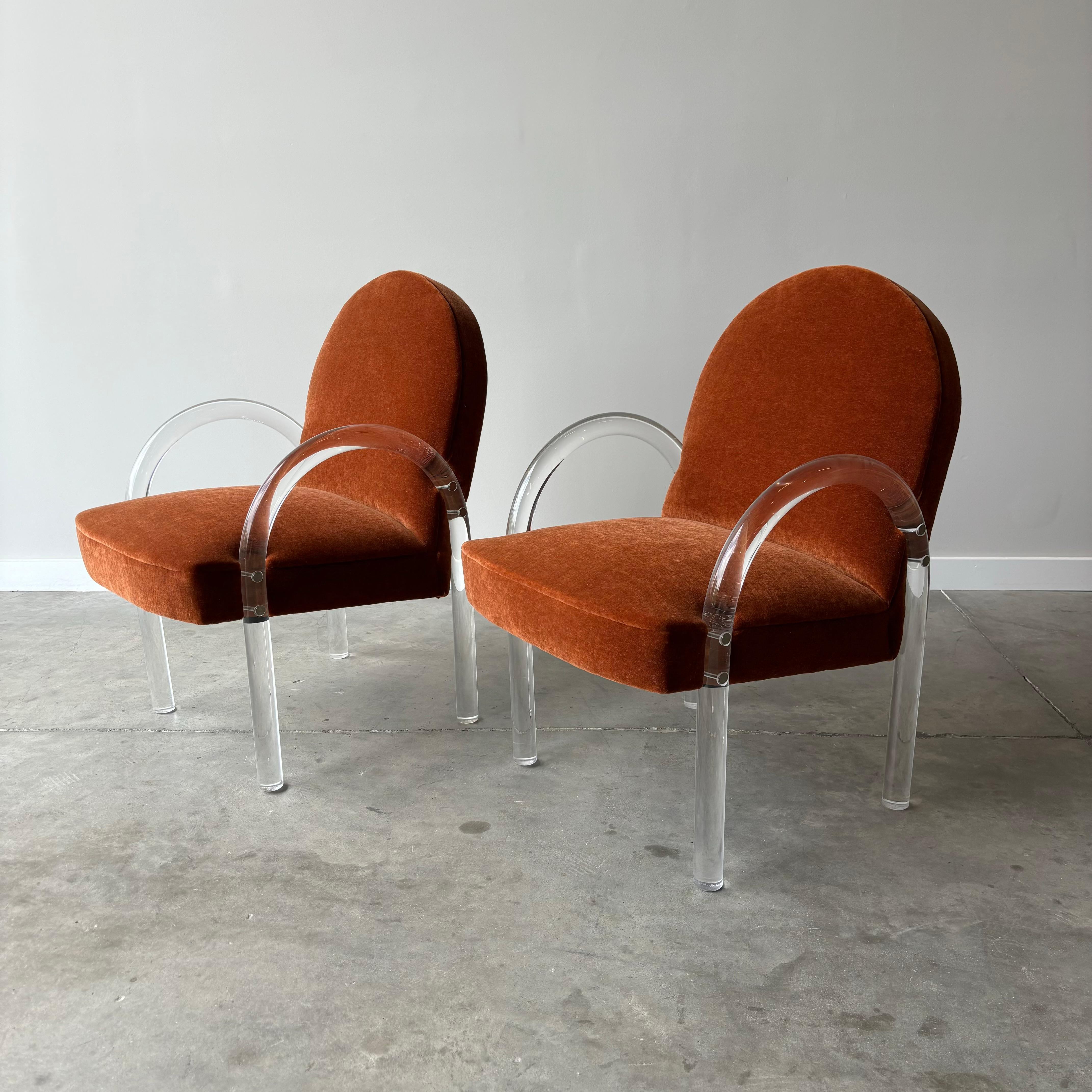Pace Collection Lucite Armchairs by Leon Rosen In Good Condition For Sale In Raleigh, NC