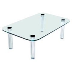 Table basse à pieds griffes et verre en chrome de la collection Pace de Leon Rosen