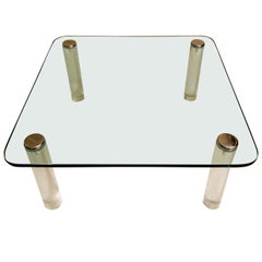 Pace Collection Lucite Glass & Chrome Cocktail Table