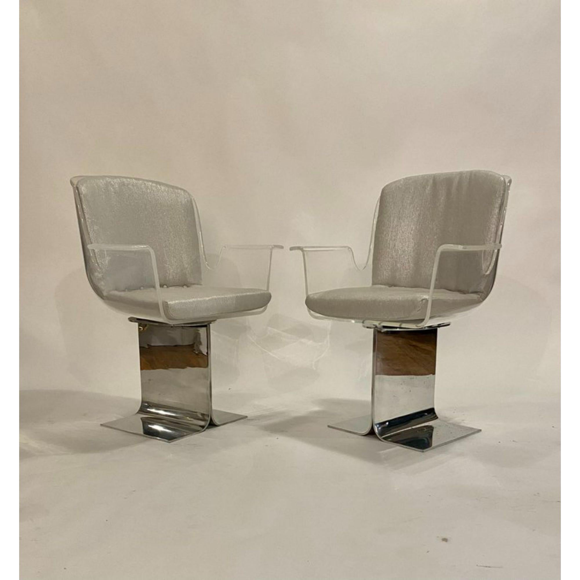 Mid-Century Modern Chaises de salle à manger pivotantes en lucite de la collection Pace, modèle n° 171, lot de 4