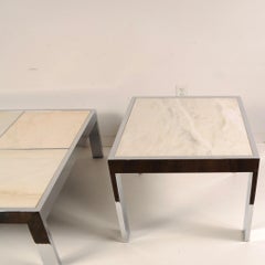 Pace Collection Marble & Chrome Coffee and Side Tables