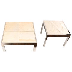 Pace Collection Marble & Chrome Coffee and Side Tables